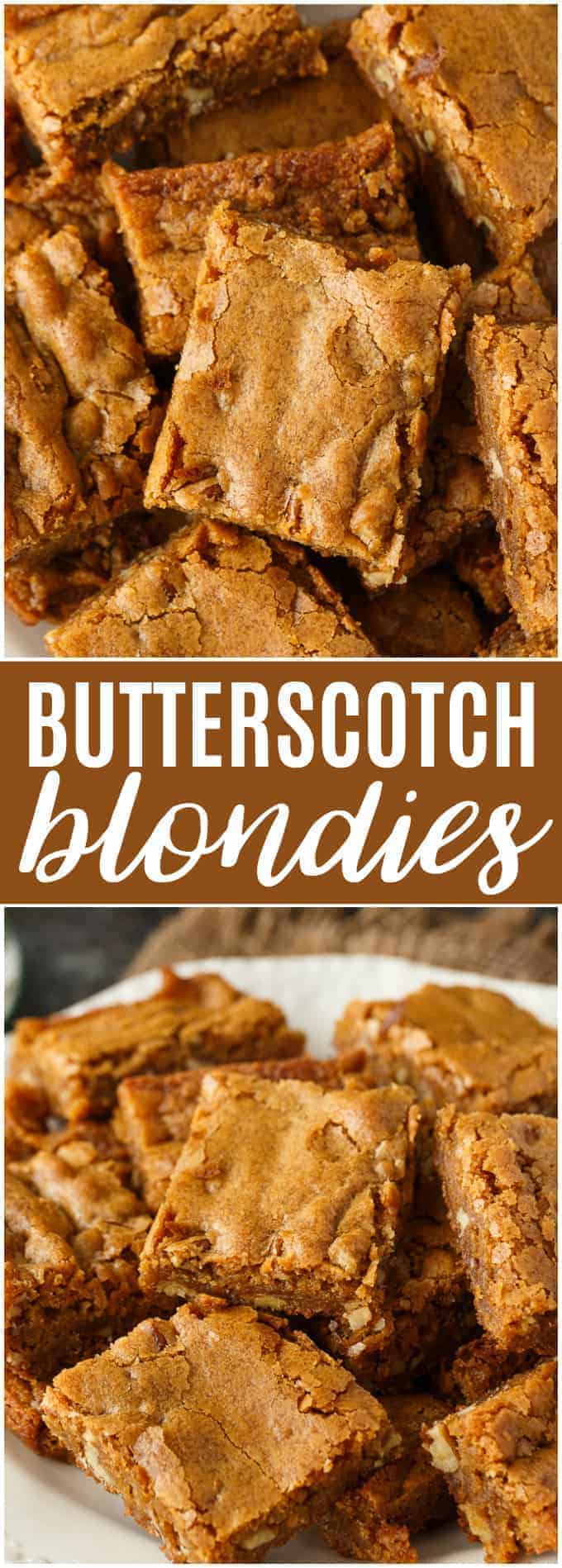 Butterscotch Blondies - Each bite is sweet, chewy and full of delicious butterscotch flavour. The pecans add a little crunch. 