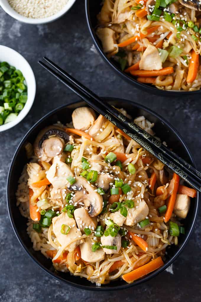 Cabbage & Peanut Butter Chicken Stir-fry - This healthy chicken recipe doesn't taste like it's low fat. It's filled to the brim with sautéed vegetables and mixed in a unique and flavorful stir-fry sauce.