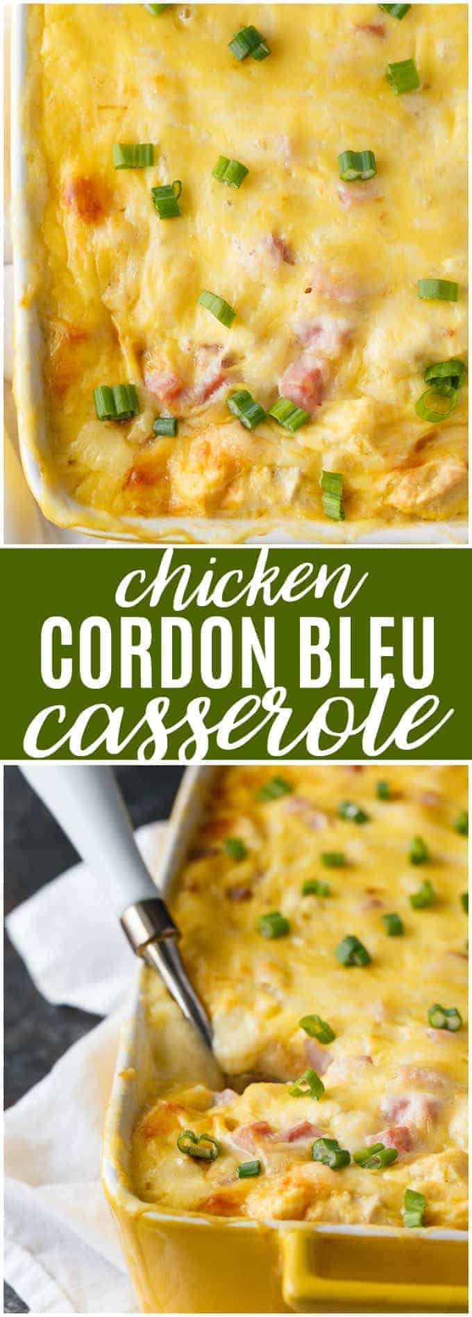 Chicken Cordon Bleu Casserole - This recipe brings all the classic flavours of Chicken Cordon Bleu without the fuss! It's the perfect way to use leftover chicken, and when paired with Swiss cheese and bread, it is a comforting, easy and delicious meal.