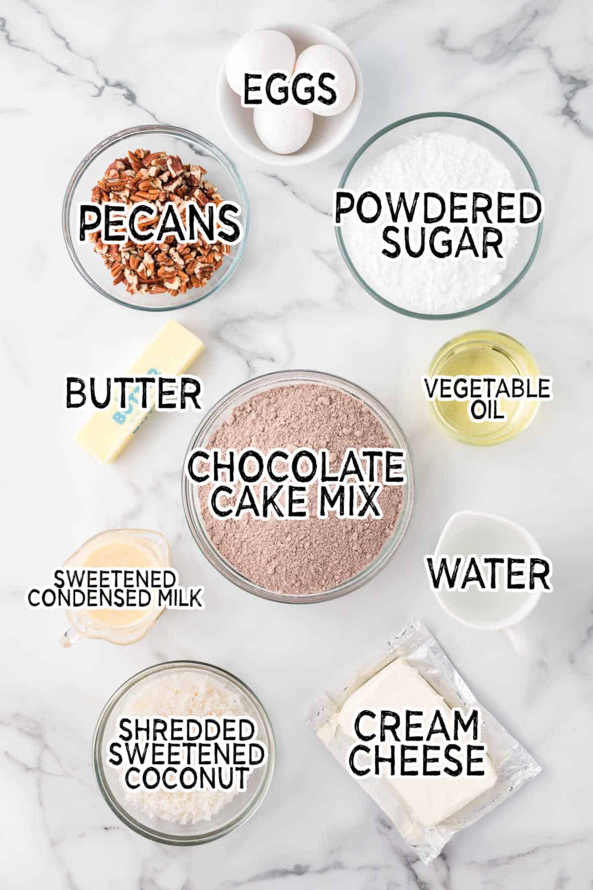 Earthquake cake ingredients.