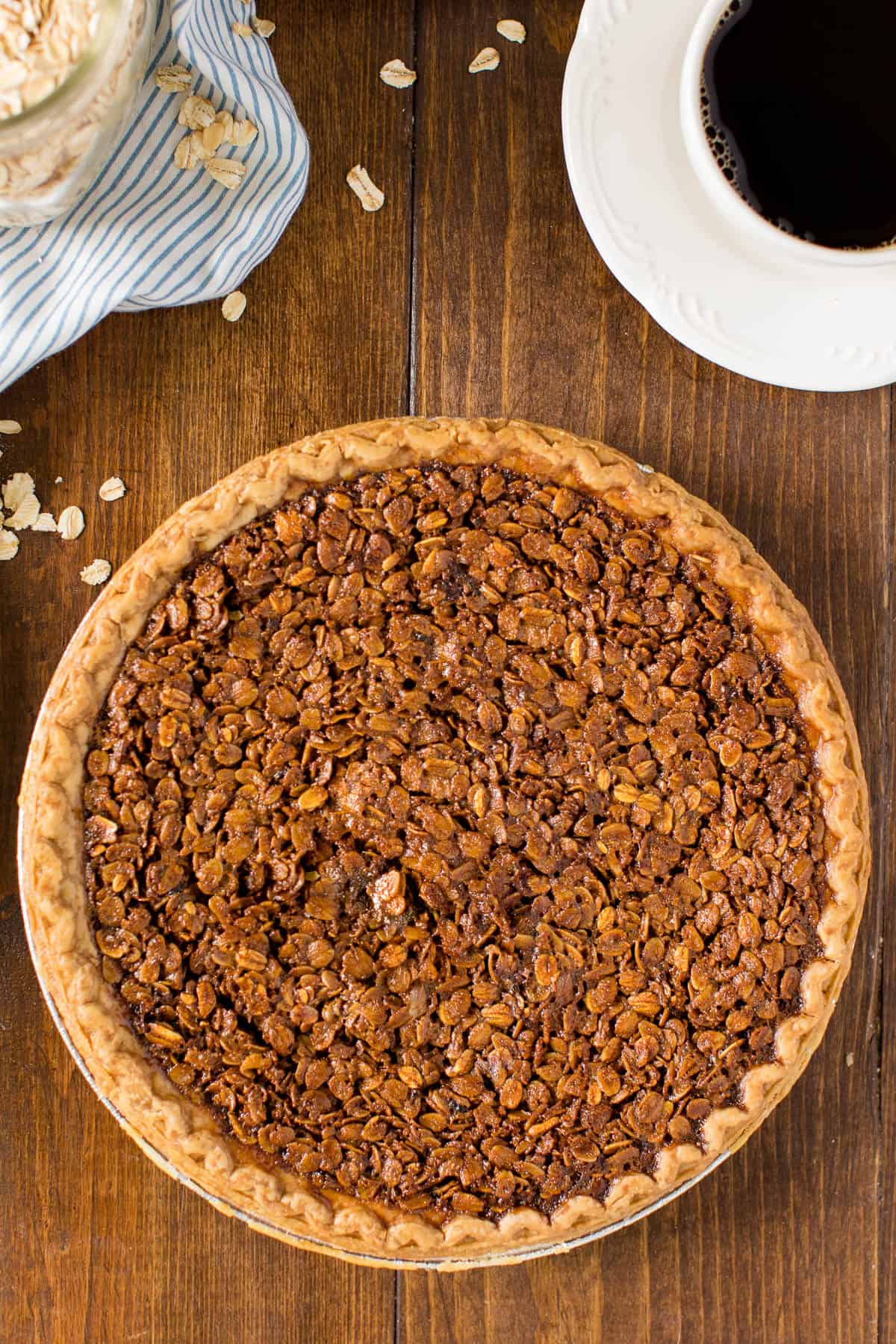 Oatmeal Pie - Old-fashioned dessert alert! A sweet, decadent pie topped with crunchy oats.