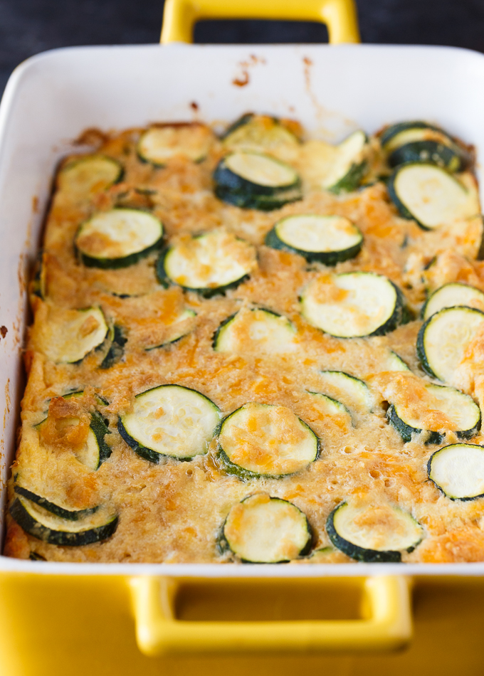 Baked Zucchini - An egg-based casserole with roasted zucchini slices and loads of cheese.