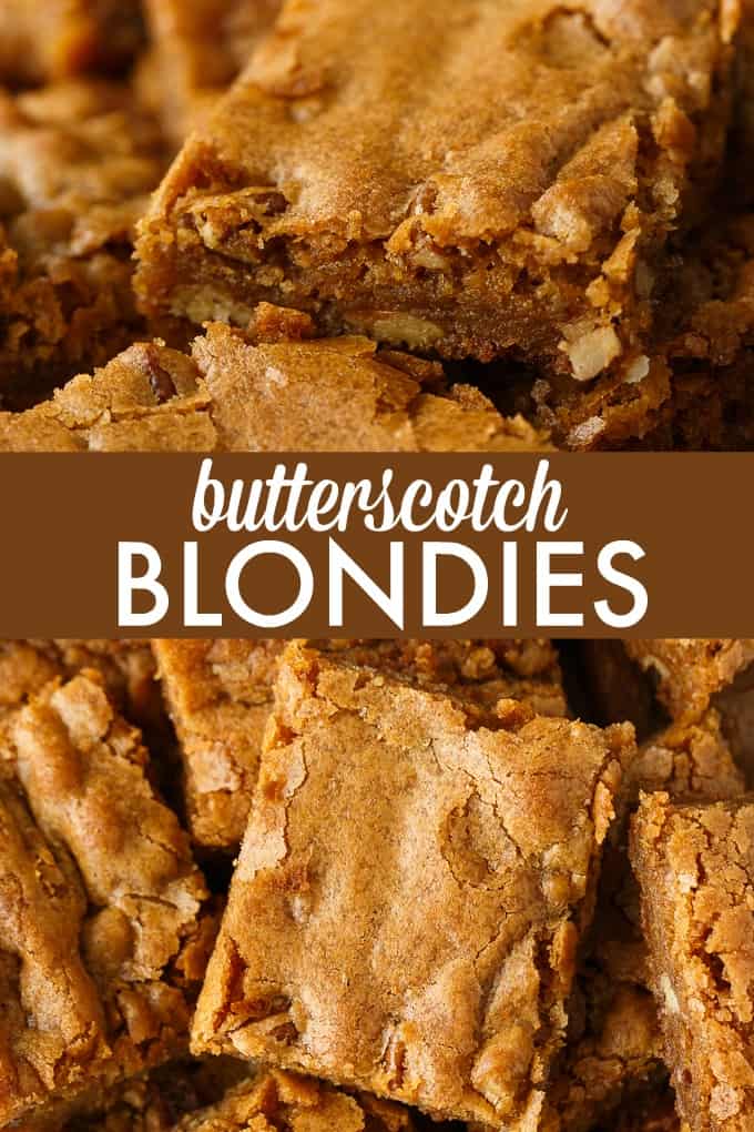 Butterscotch Blondies - Each bite is sweet, chewy and full of delicious butterscotch flavour. The pecans add a little crunch. 