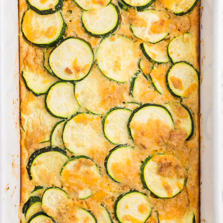 Baked Zucchini - An egg-based casserole with roasted zucchini slices and loads of cheese.