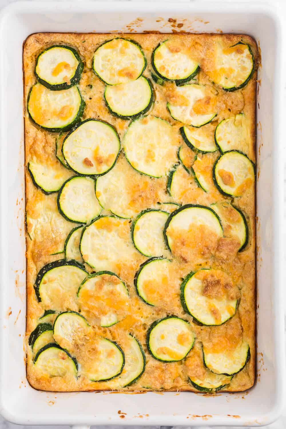 Baked Zucchini - An egg-based casserole with roasted zucchini slices and loads of cheese.