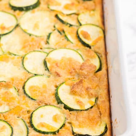 Baked Zucchini - An egg-based casserole with roasted zucchini slices and loads of cheese.