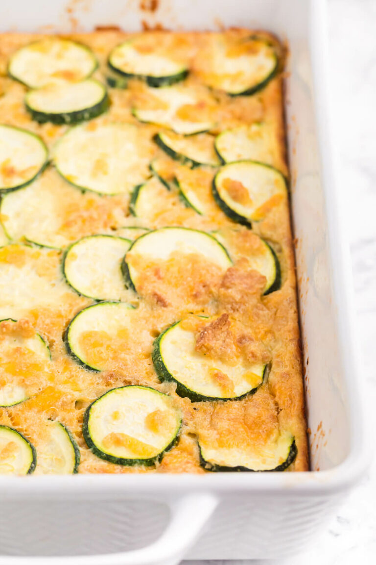 Baked Zucchini - An egg-based casserole with roasted zucchini slices and loads of cheese.