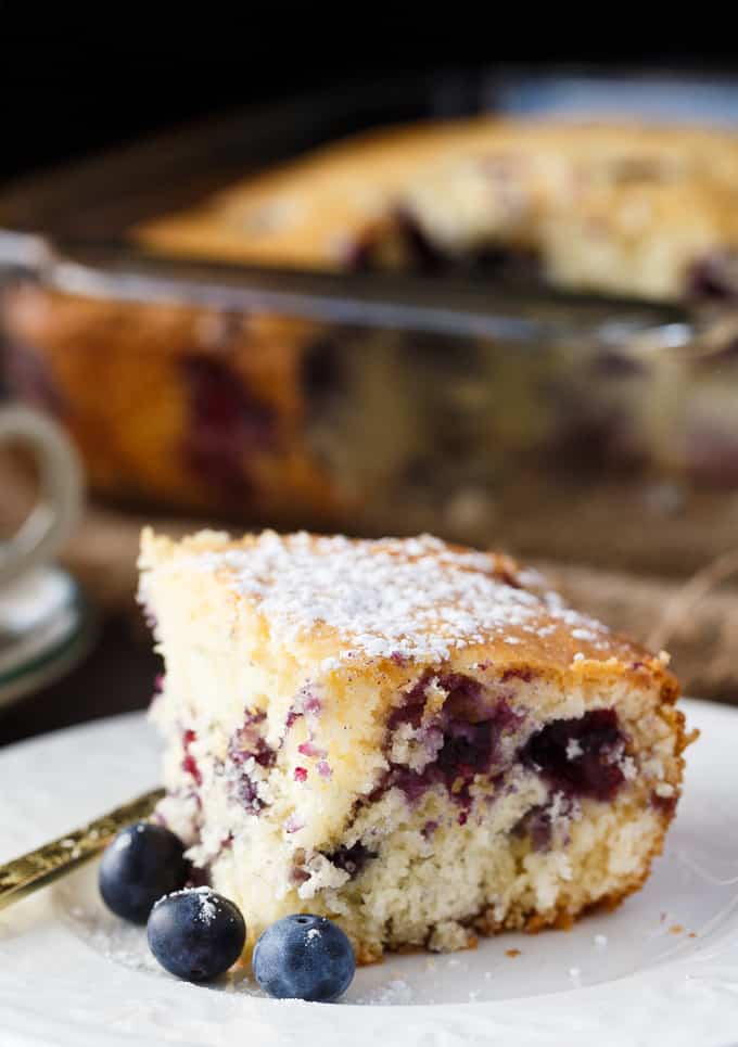 Blueberry Tea Cake - A light and elegant dessert perfect for high tea. Use fresh blueberries for a tangy, fruity treat.