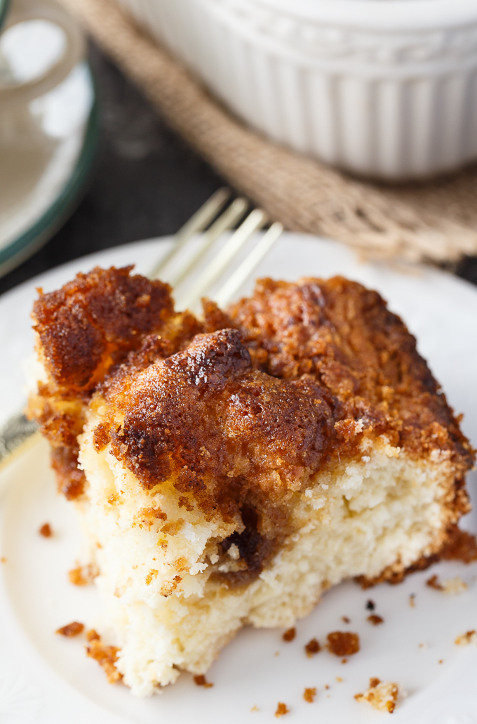 Grandma's Cinnamon Coffee Cake - The breakfast cake your grandmother would make! Sweet, moist and crumbly and pairs perfectly with a cup of coffee.