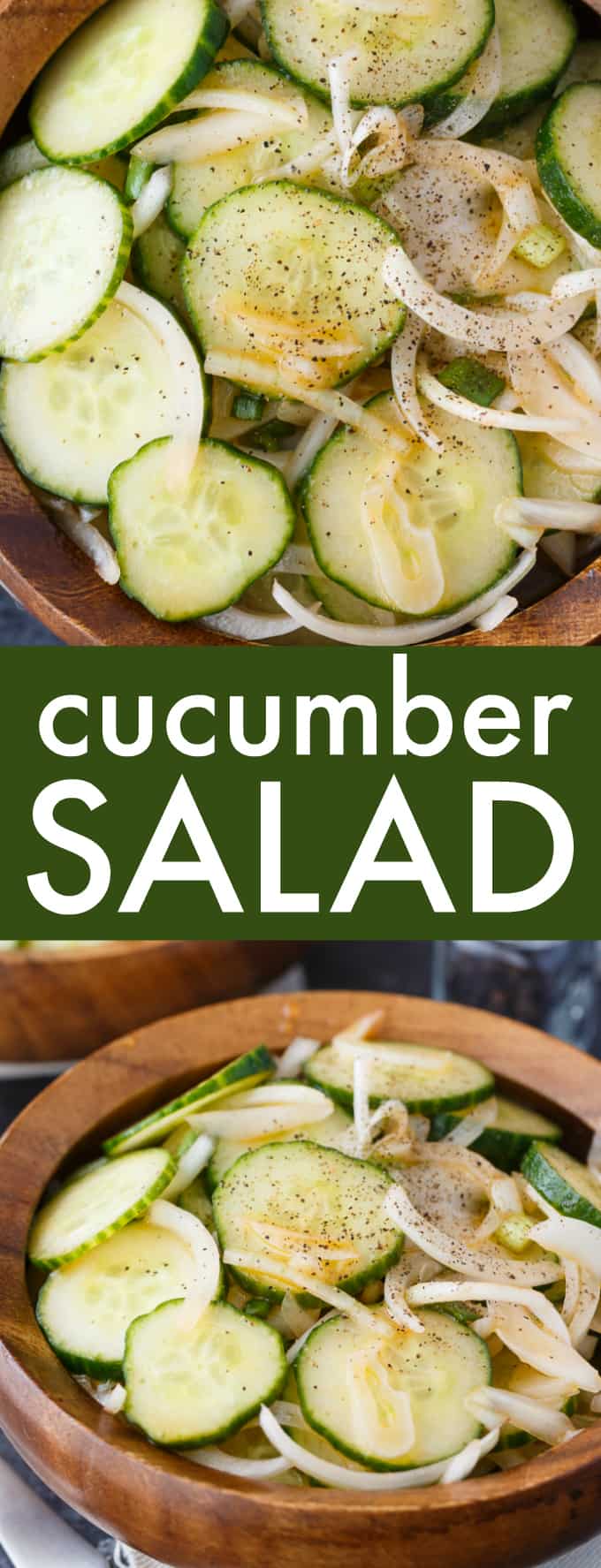 Cucumber Salad - Fresh, easy and so delicious! Each bite of this summer side dish is bursting with flavor of cucumbers, onions and a yummy vinegar dressing.