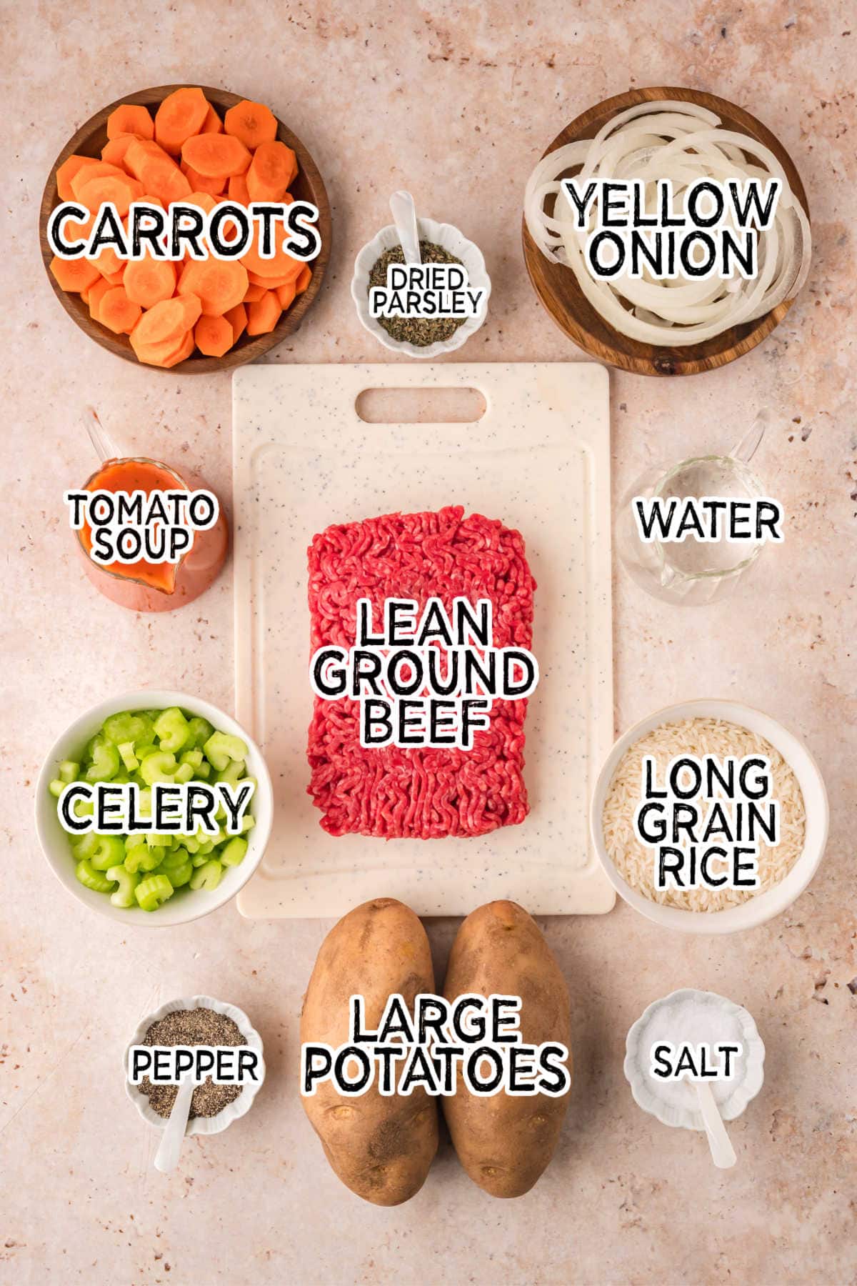 Ingredients on a brown background.
