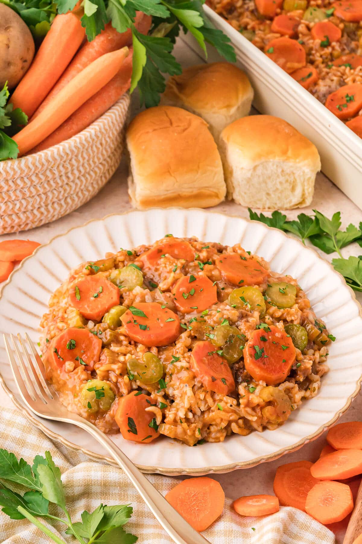The recipe on a plate with a wooden spoon.