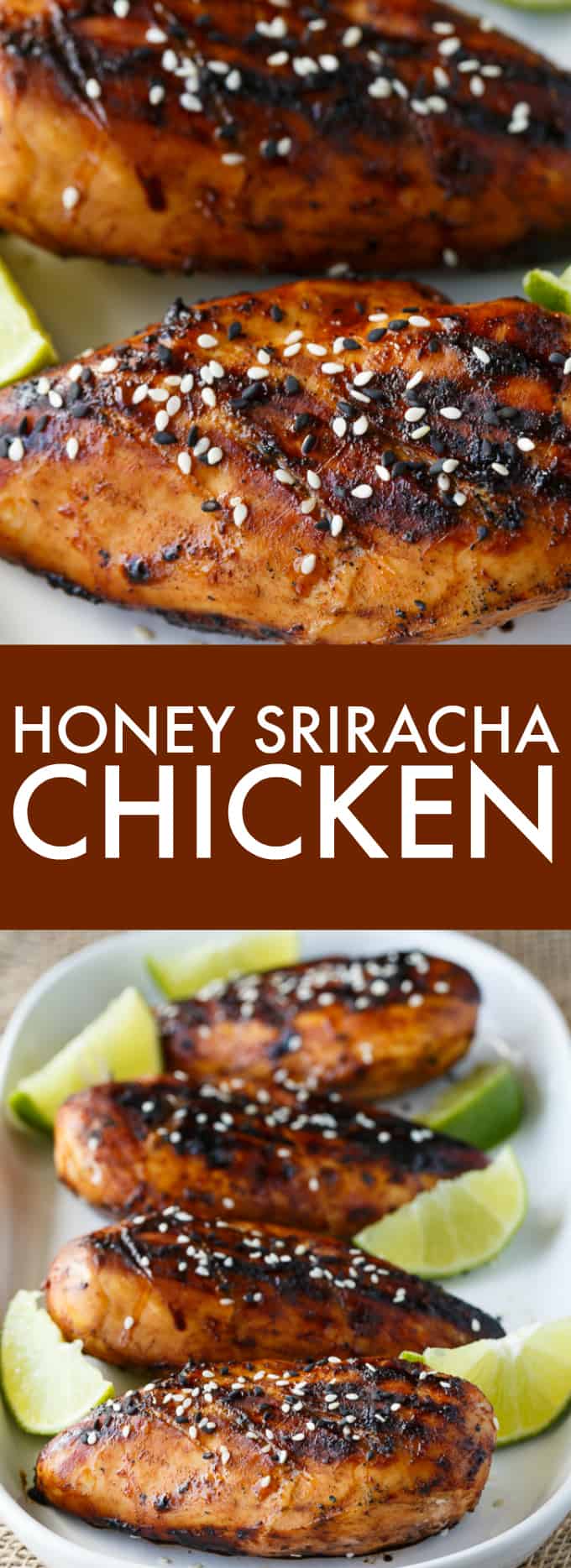 Honey Sriracha Chicken - Packed full of sweet and spicy flavour. The marinade is only four ingredients and can be whipped up in a matter of minutes. Grilled to perfection, this delicious summer dish is wonderful at backyard BBQs.