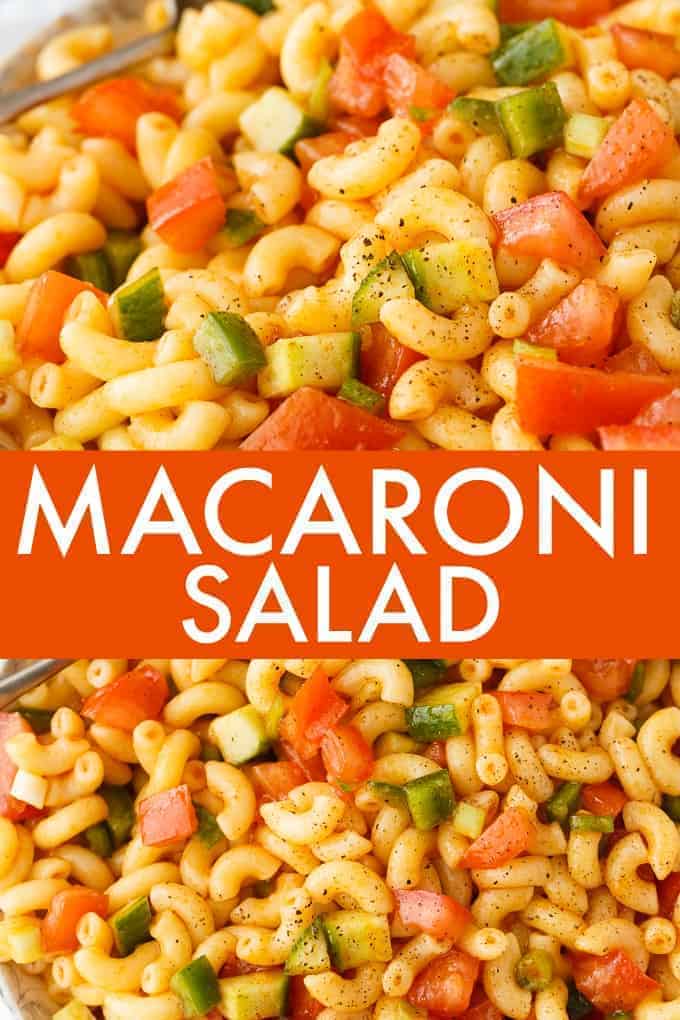 Macaroni Salad - This simple summer salad will be a hit at your BBQs and picnics! It's full of fresh crunchy veggies, tender macaroni and a sweet mouthwatering dressing.