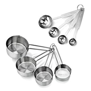 New Star Foodservice 42917 Stainless Steel 4pcs Measuring Cups and Spoons Combo Set