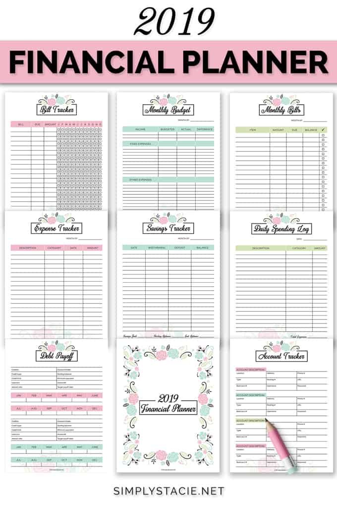 2019 Financial Planner Free Printable - Get organized in 2019 with this FREE 2019 Financial Planner printable! It has worksheets for a monthly budget, daily spending, debt payoff and more.