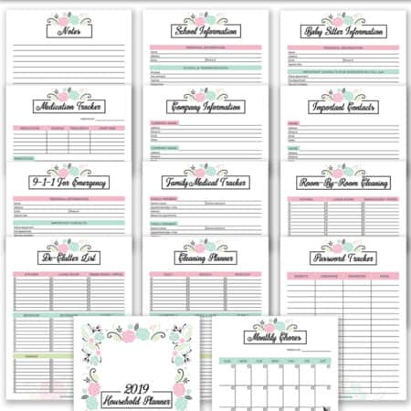 2019 Household Planner Free Printable