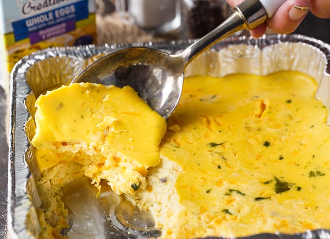 BBQ Eggs - A delicious camping breakfast! So easy to make and tastes delicious. Creamy, cheesy and full of flavour!