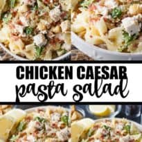 Chicken Caesar Pasta Salad - So creamy and tasty with all the flavors you love from a classic Caesar salad.