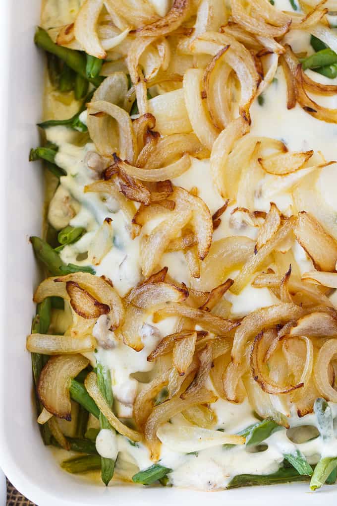 Green Bean Casserole - Comfort food supreme! This homemade side dish is creamy and delicious. No canned soup!