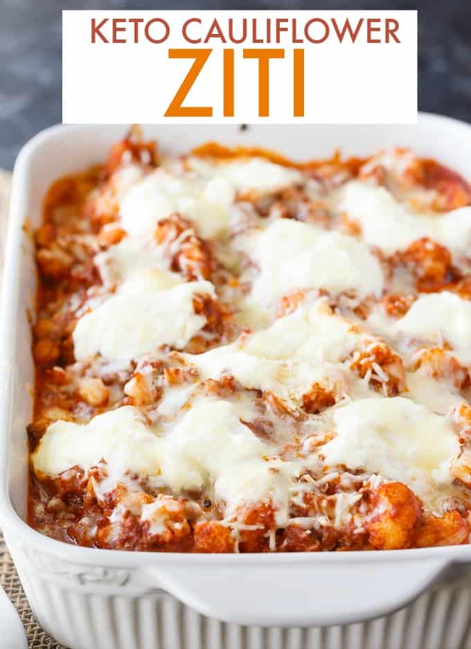 Keto Cauliflower Ziti - Enjoy all the flavours of hearty Italian meal without the carbs! This keto casserole is meaty and cheesy.