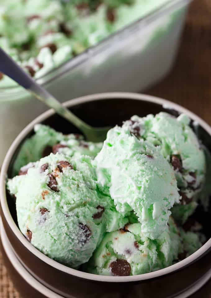 Mint Chocolate Chip Ice Cream - A minty, creamy, and sweet homemade ice cream recipe perfect for summer. No churn needed!