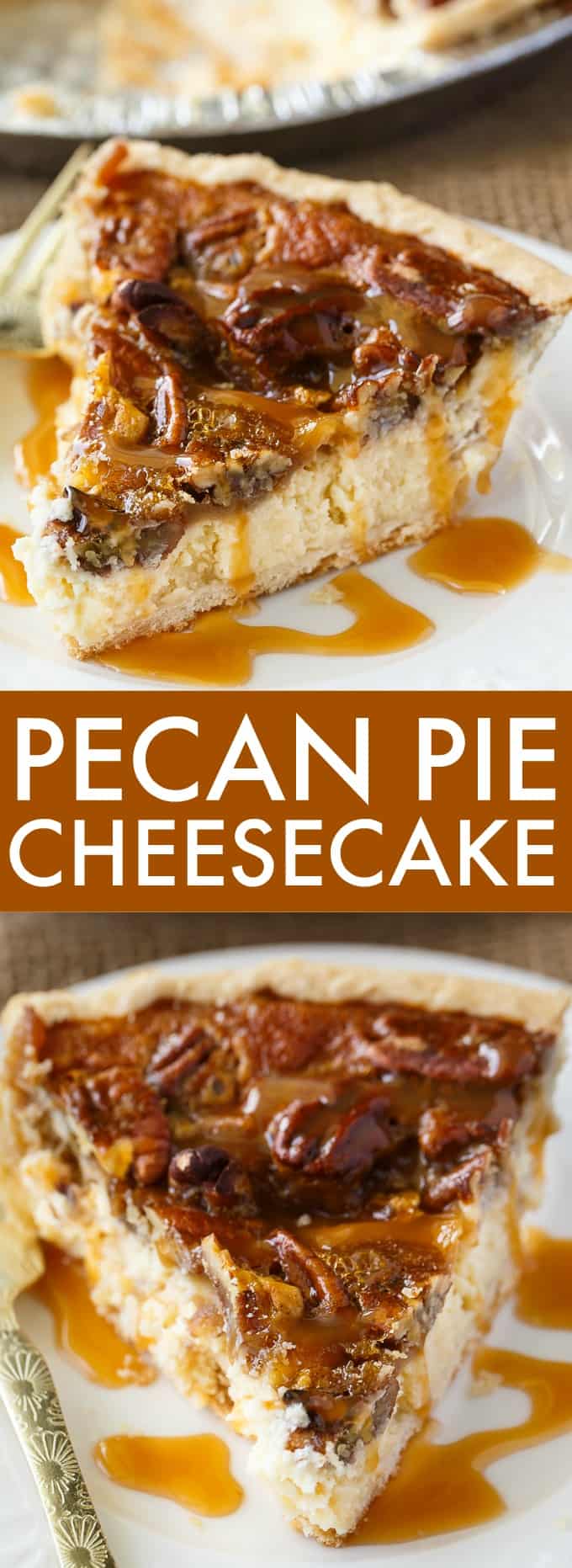 Pecan Pie Cheesecake - Creamy cheesecake filling is topped by a sweet layer of caramel pecans. This easy dessert recipe is one for the record books!
