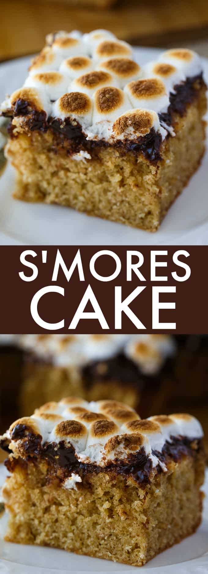 S'mores Cake - The epitome of summer! Bring the campfire indoors with this super simple, but decadent cake. It's incredibly moist, sweet with layers of graham cracker cake, rich chocolate and toasty marshmallows.