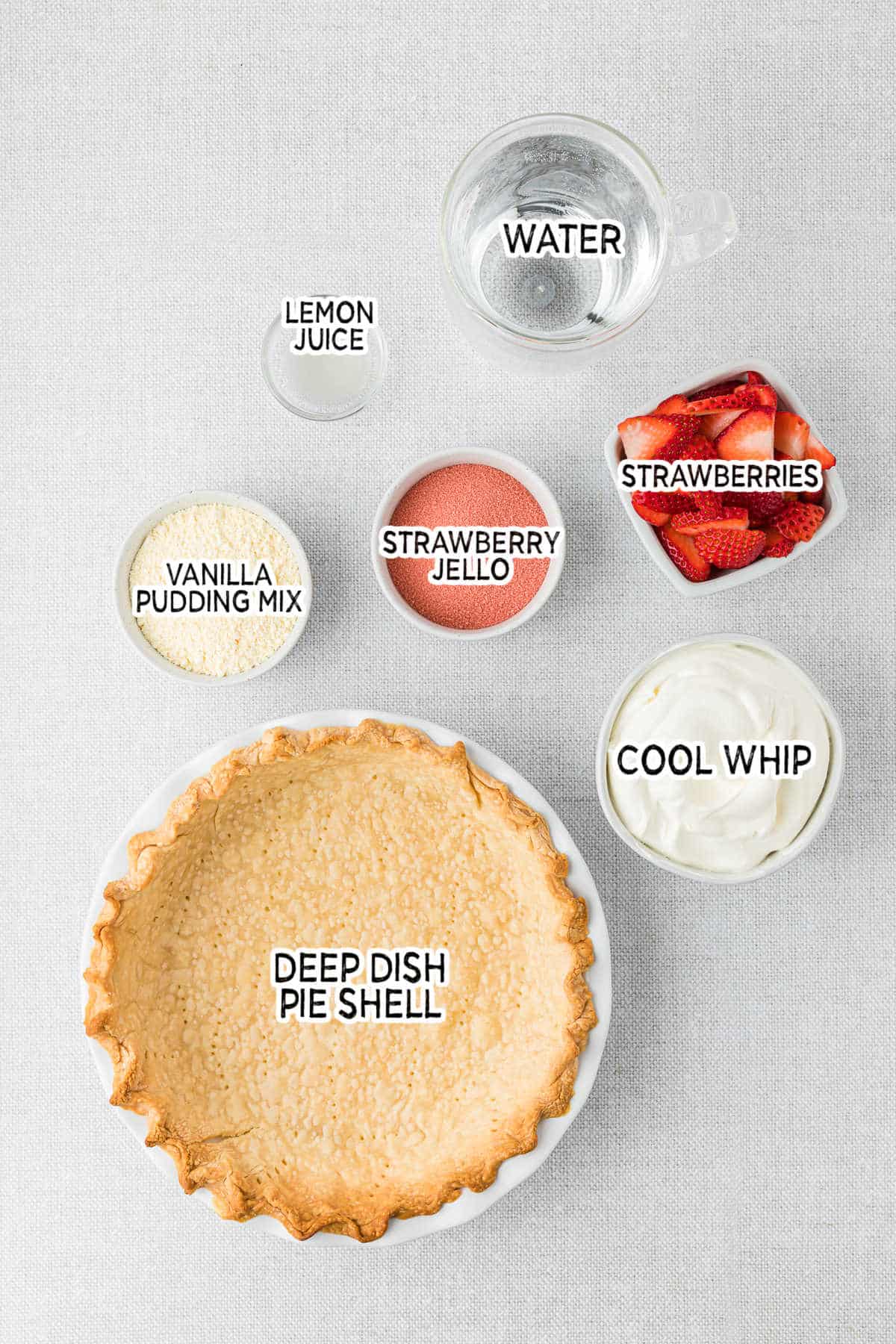 Strawberry cream pie ingredients.