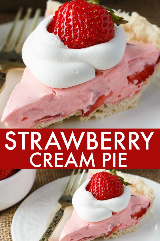 Strawberry Cream Pie - Tastes like a dream! This easy summer pie is creamy, sweet and refreshing.