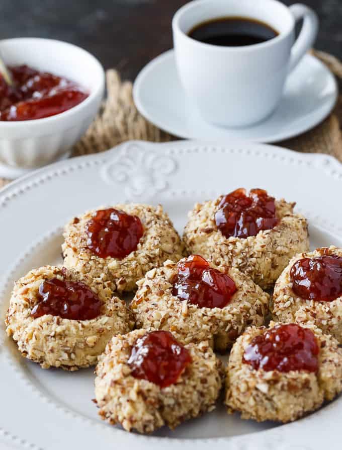 Thumbprint Cookies - A super simple, but festive classic Christmas cookie! Baked to perfection and topped with jam. 