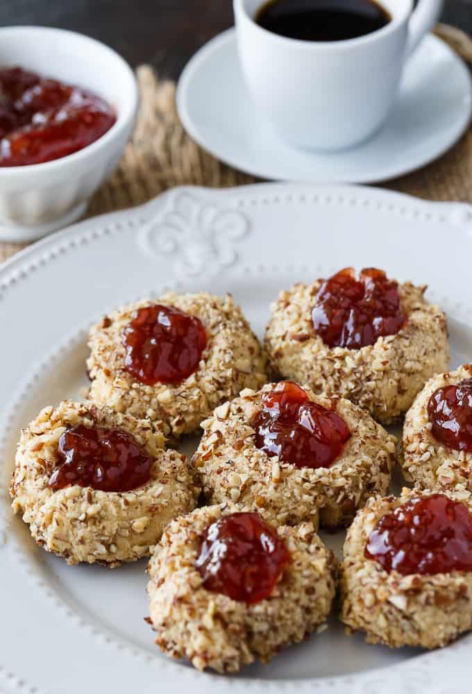 Thumbprint Cookies - A super simple, but festive classic Christmas cookie! Baked to perfection and topped with jam. 
