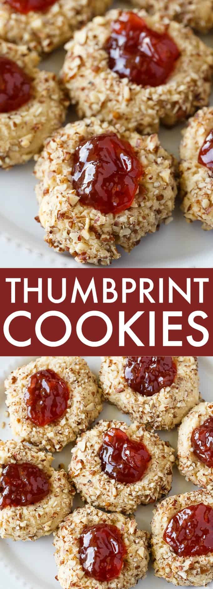 Thumbprint Cookies - A super simple, but festive classic Christmas cookie! Baked to perfection and topped with jam. 