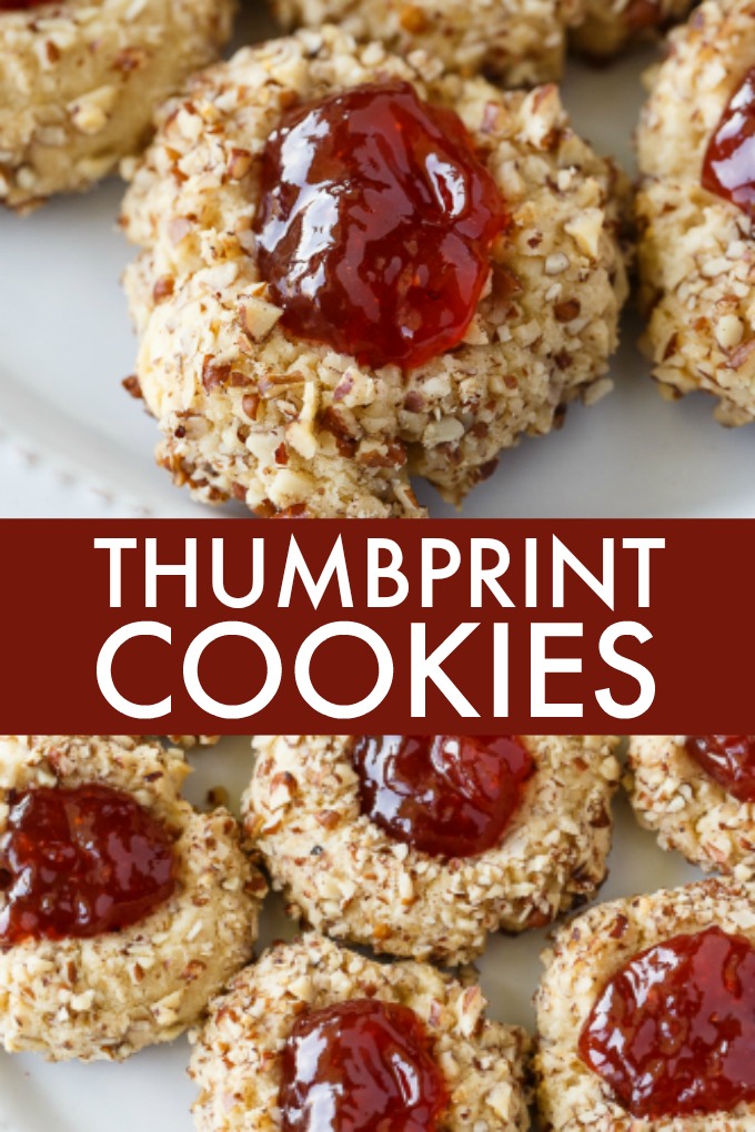 Thumbprint Cookies - A super simple, but festive classic Christmas cookie! Baked to perfection and topped with jam. 
