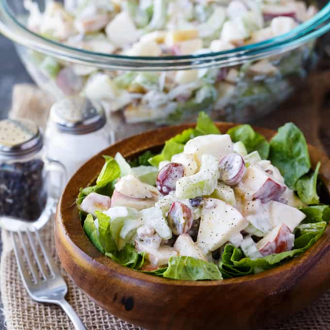 Waldorf Salad - The famous salad from the Waldorf-Astoria Hotel! It's loaded with fruit and nuts in a creamy, tangy dressing.