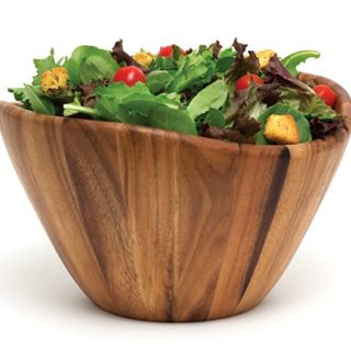 Lipper International 1174 Acacia Wave Serving Bowl for Fruits or Salads, Large, 12" Diameter x 7" Height, Single Bowl