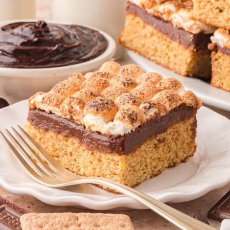 A piece of the recipe on a plate with a fork.