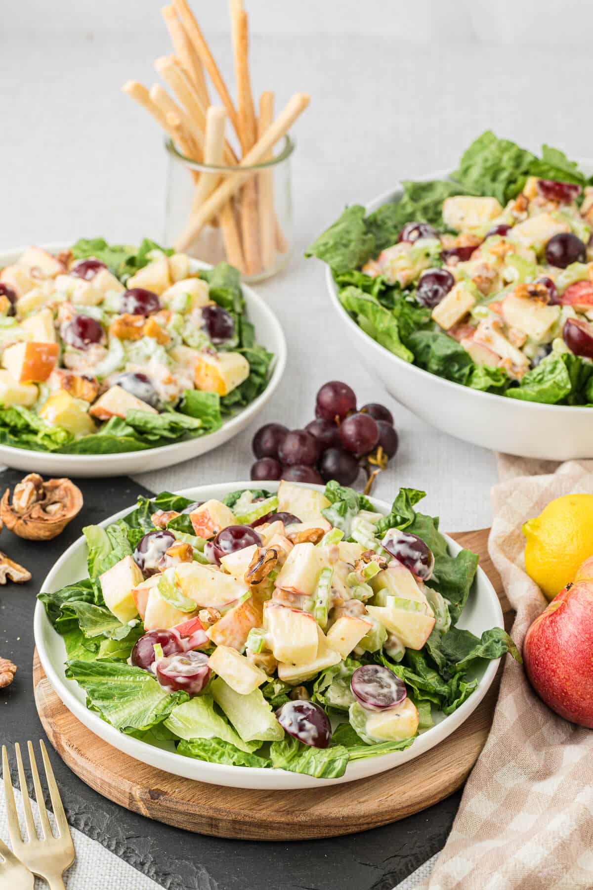 Plates of Waldorf salad.