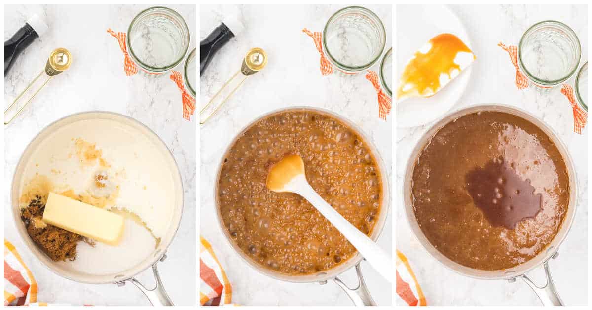 Collage of cooking the recipe in a pot.