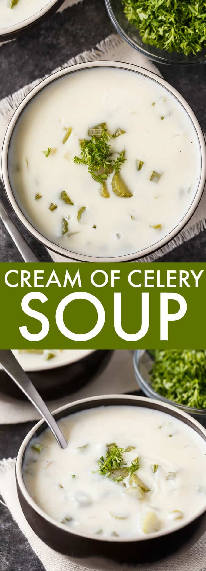 Cream of Celery Soup - Make your own casserole staple! This homemade vegetarian soup is so much better than the canned version with just a few simple ingredients. You'll never look back!