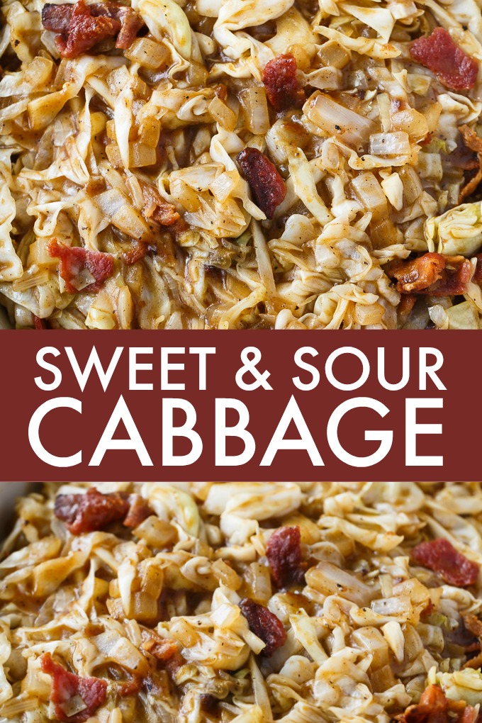 Sweet and Sour Cabbage - Everything is better with bacon! This simple cabbage side dish recipe goes great with any meal and is the perfect blend of sweet and sour.