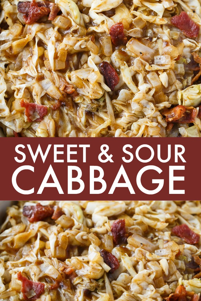 Sweet and Sour Cabbage - Everything is better with bacon! This simple cabbage side dish recipe goes great with any meal and is the perfect blend of sweet and sour.