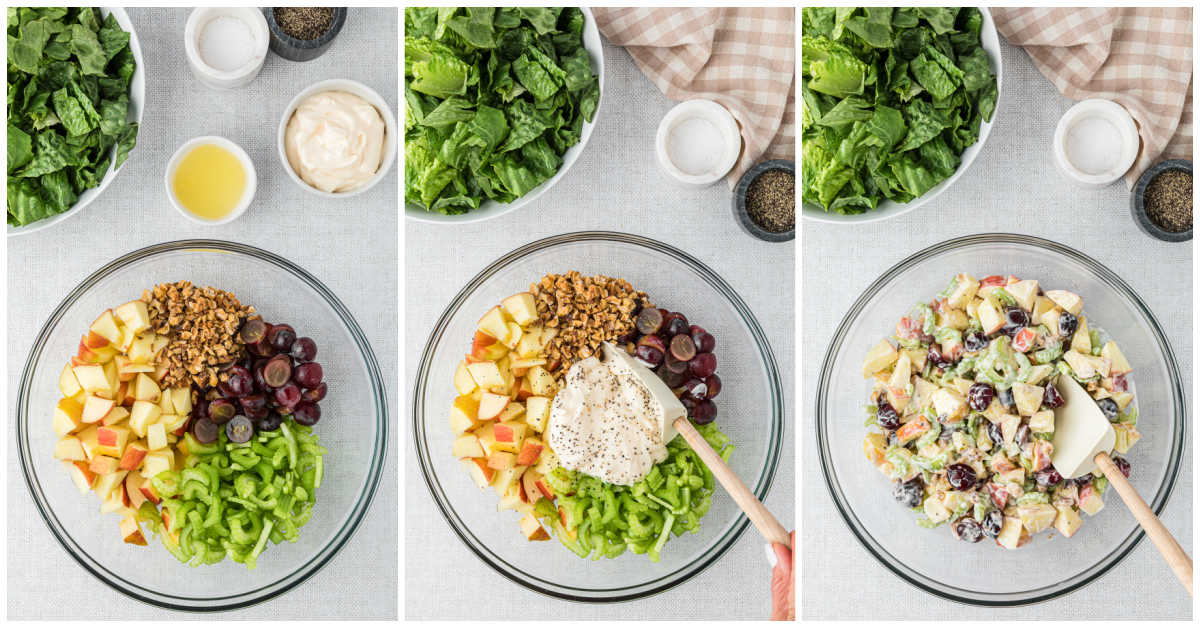 Waldorf salad ingredients.