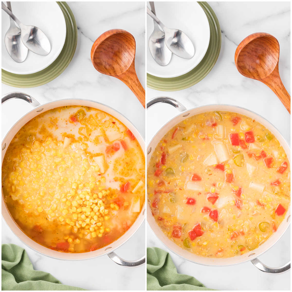 Steps to make corn chowder.