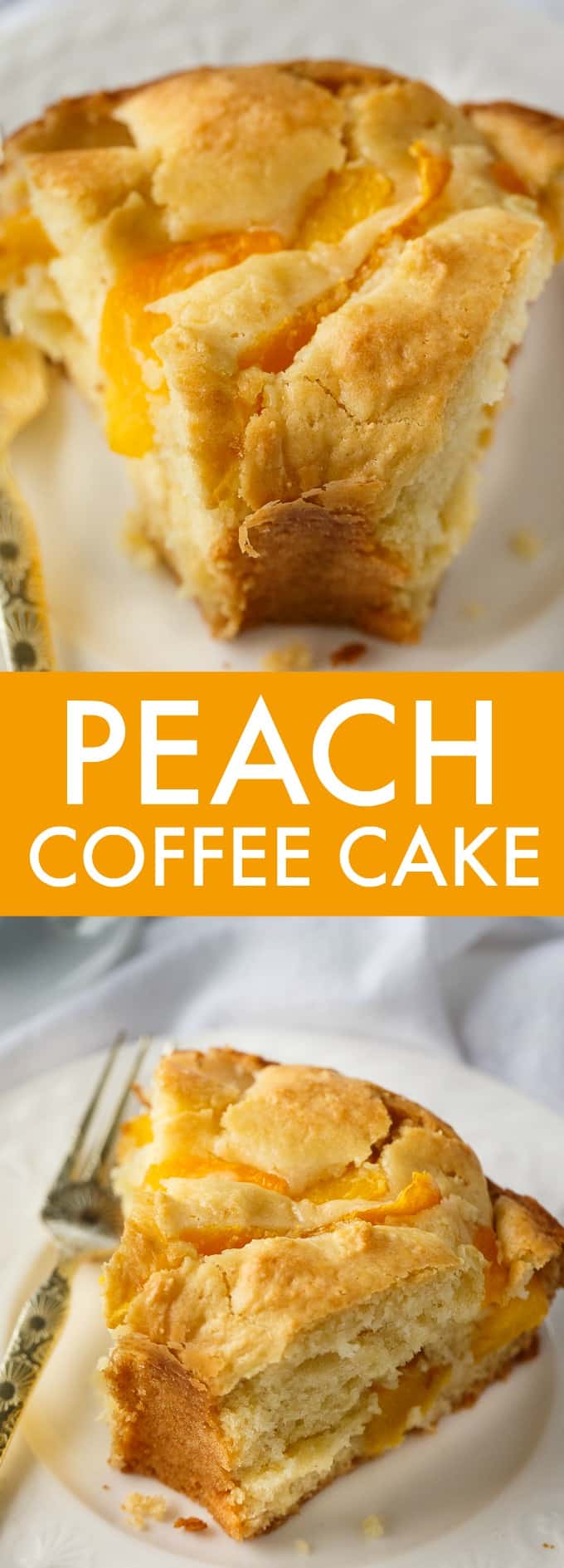 Peach Coffee Cake - A fruity cake that's great for breakfast or a snack. No fresh peaches required for a year-round treat.