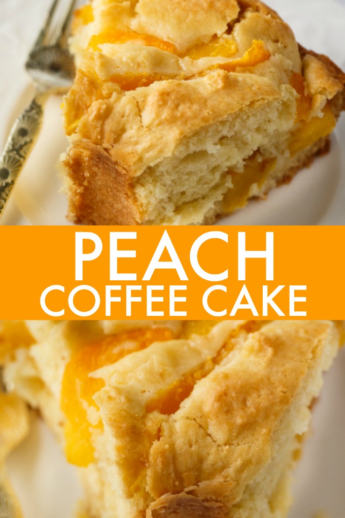 Peach Coffee Cake - A fruity cake that's great for breakfast or a snack. No fresh peaches required for a year-round treat.