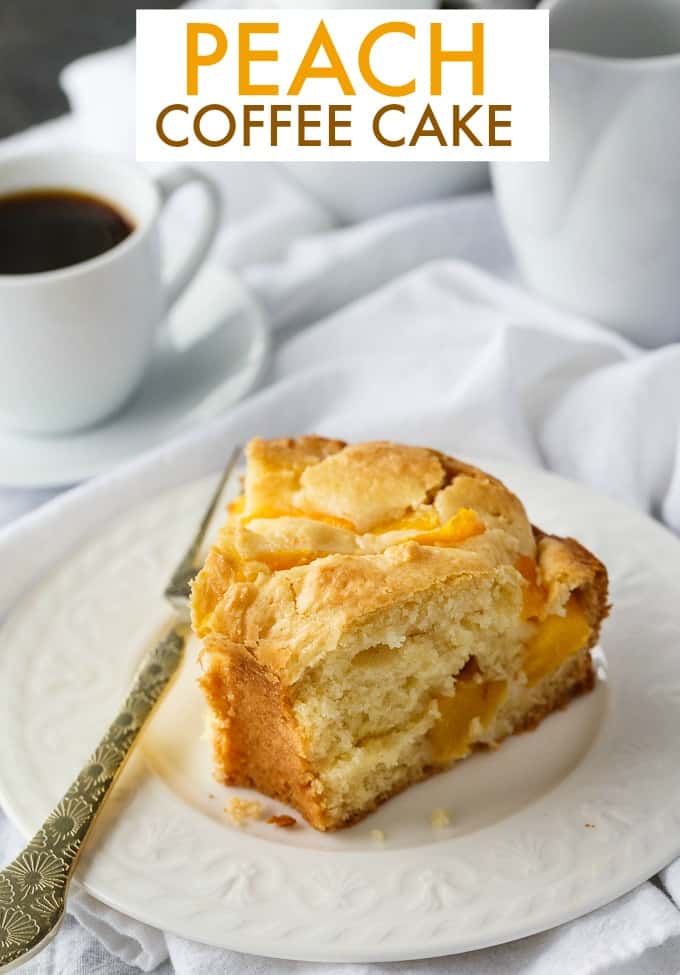 Peach Coffee Cake - A fruity cake that's great for breakfast or a snack. No fresh peaches required for a year-round treat.