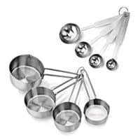 New Star Foodservice 42917 Stainless Steel 4Pcs Measuring Cups And Spoons Combo Set, Silver