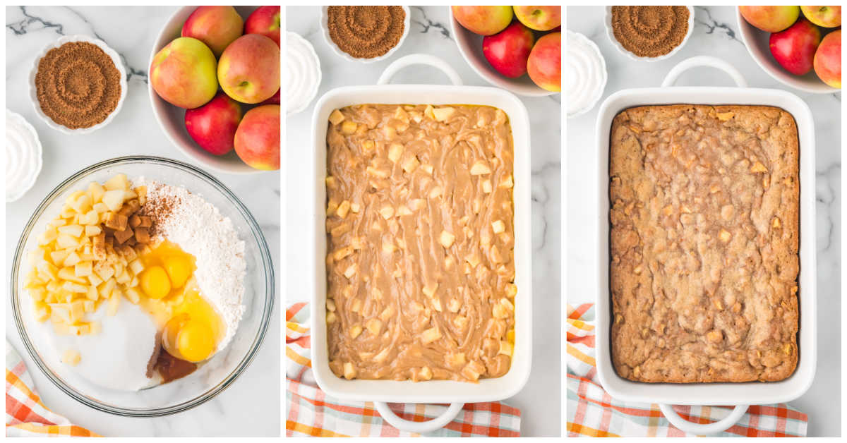 Collage of making the cake.