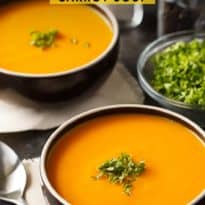 Cream of Carrot Soup - Smooth, creamy and full of flavor. This delicious soup recipe is great any time of year.